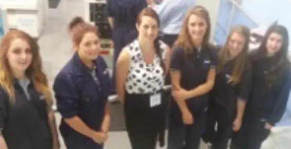 Joanne Zalesinski of 600 UK pictured with trainee engineers at Training 2000