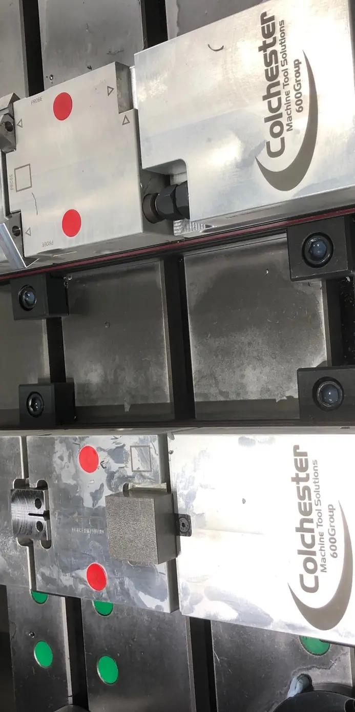 Blocks of steel in a Colchester machine