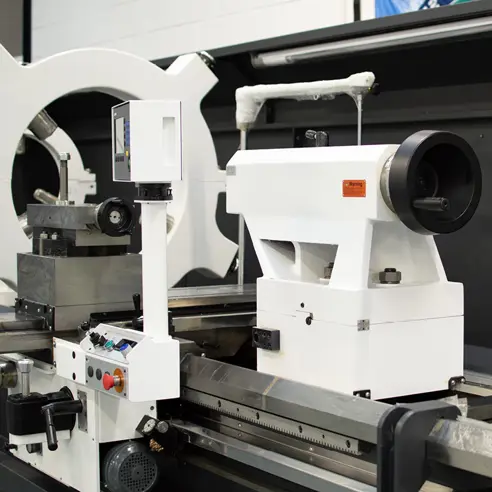 The tailstock on a Colchester Magnum Heavy-Duty Manual Lathe.