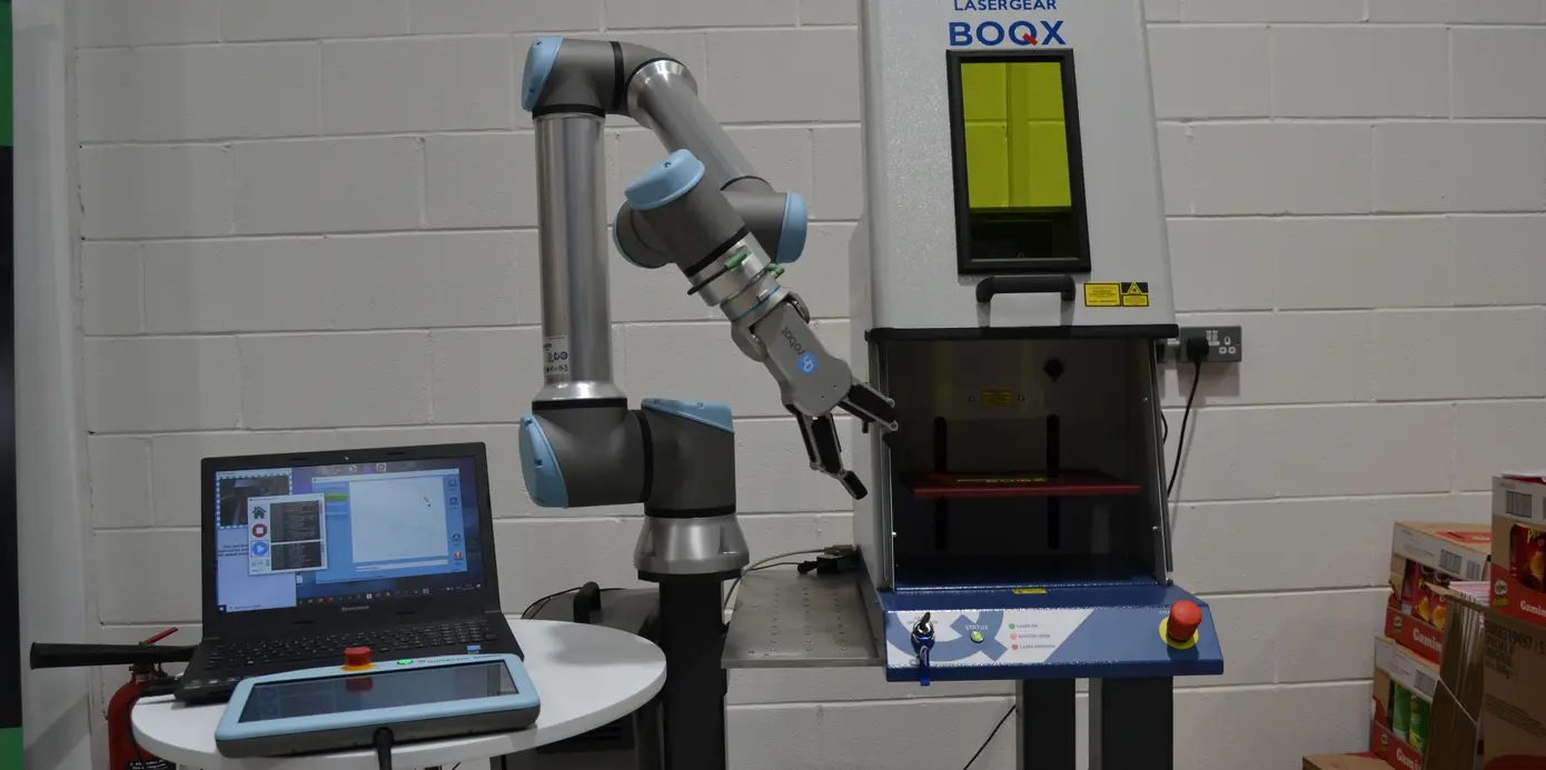 Robot arm with laser marker