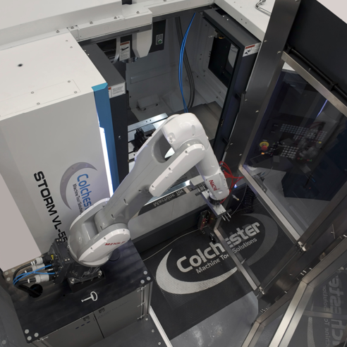 Storm VL-550 VMC and ZeroCob Machine Tending Robot System